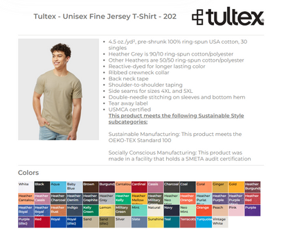 Adults Shirt specs