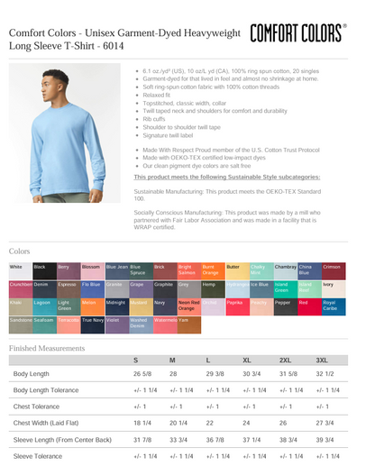Adults Shirt specs