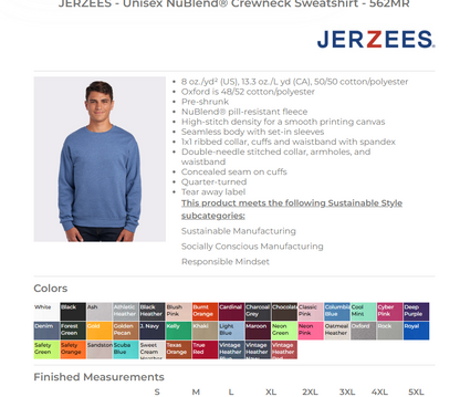 Adults Shirt specs