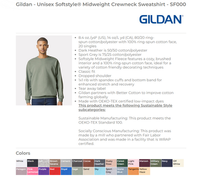 Adults Shirt specs