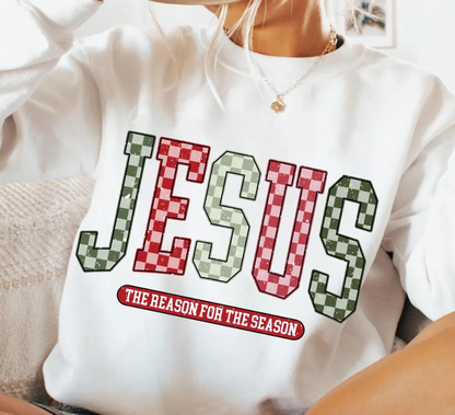 KIDS Jesus checkered alpha  The reason for the season
