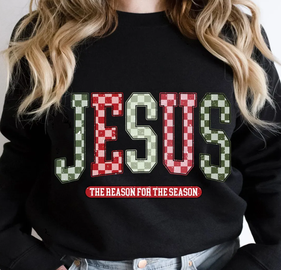 KIDS Jesus checkered alpha  The reason for the season