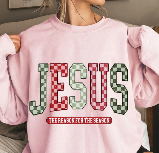 KIDS Jesus checkered alpha  The reason for the season