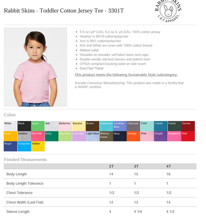 KIDS Shirt specs