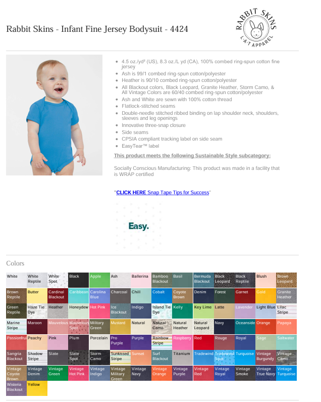 KIDS Shirt specs