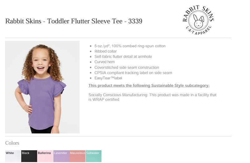 KIDS Shirt specs